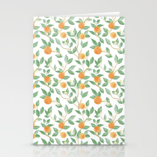 Orange Watercolor Pattern Stationery Cards