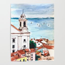 Lisbon Cityscape Portugal Poster