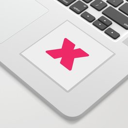 x (Dark Pink & White Letter) Sticker
