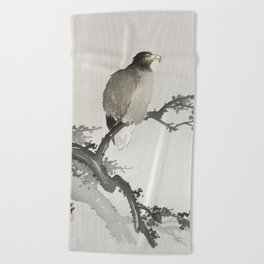White-Tailed Eagle On A Branch Beach Towel