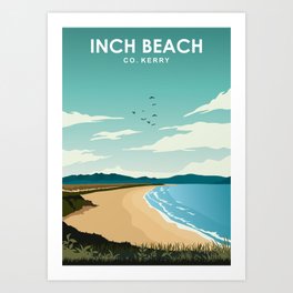Inch Beach Ireland Travel Poster Art Print