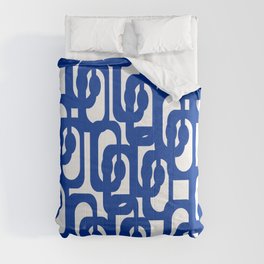 Bright Blue and White Mid-century Modern Loop Pattern  Comforter