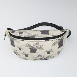 Purple Orchid Watercolor Illustration on Stone Neutral Traditional Decor Pattern Fanny Pack