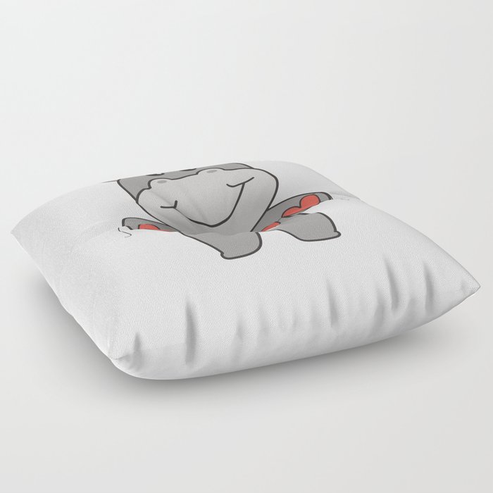 Hippo For Valentine's Day Cute Animals With Hearts Floor Pillow