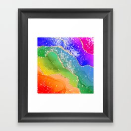 Vibrant Rainbow Glitter Agate Texture 06 Framed Art Print