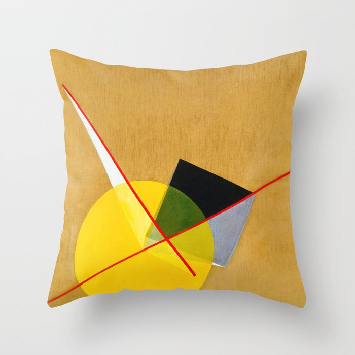 Yellow Circle and Black Square by Laszlo Moholy-Nagy Throw Pillow
