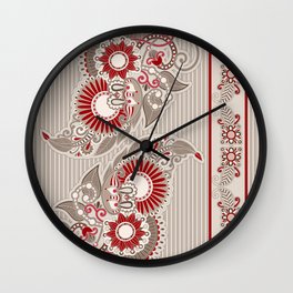 Paisley Ornament Beige and Red Wall Clock