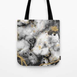 Marble Black White and Gold Tote Bag