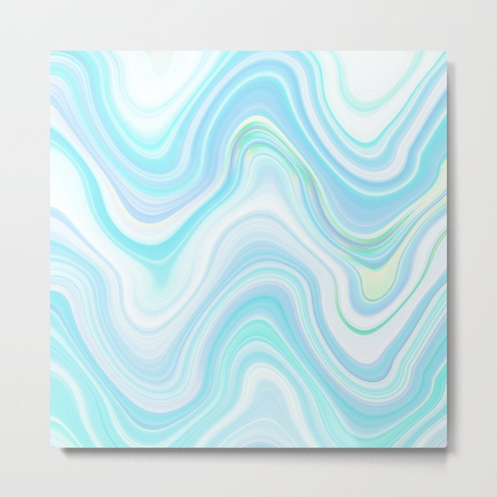 Cool Pastel Blue Lava Marble  #marble #society6 #abstractart Metal Print