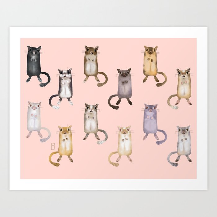 Cup of Gerb collection- The colourFUR world of gerbils (rose) Art Print