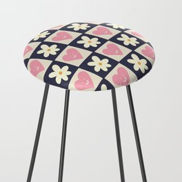 Spring of Flowers and Love - Light Pink and Dark Navy Happy Counter Stool