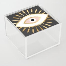 gold foil evil eye in blush Acrylic Box