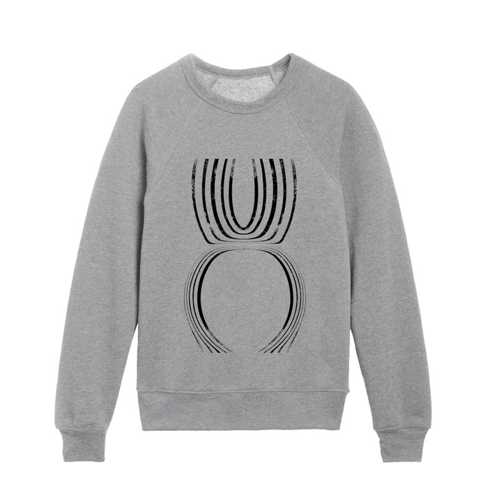 Black Abstract Line Art 2.0 Kids Crewneck