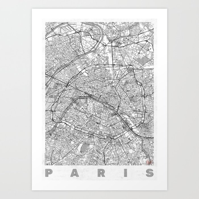 Paris Map Line Art Print