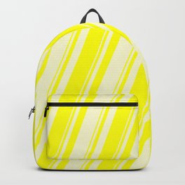 [ Thumbnail: Yellow and Light Yellow Colored Lines/Stripes Pattern Backpack ]
