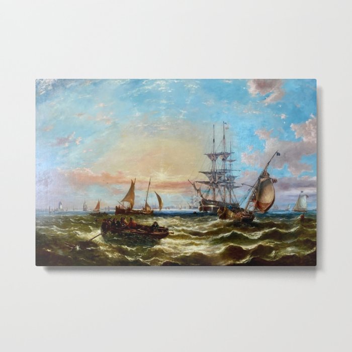 Evening Off Portsmouth seacape nautical sailing schooner painting by John Callow Metal Print