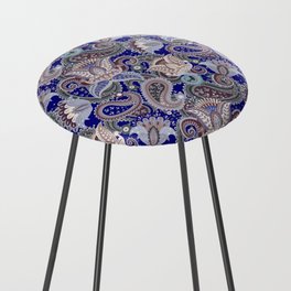 Vintage Blue Floral Paisley Pattern Counter Stool