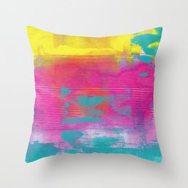 Neon Abstract Acrylic - Turquoise, Magenta & Yellow Throw Pillow