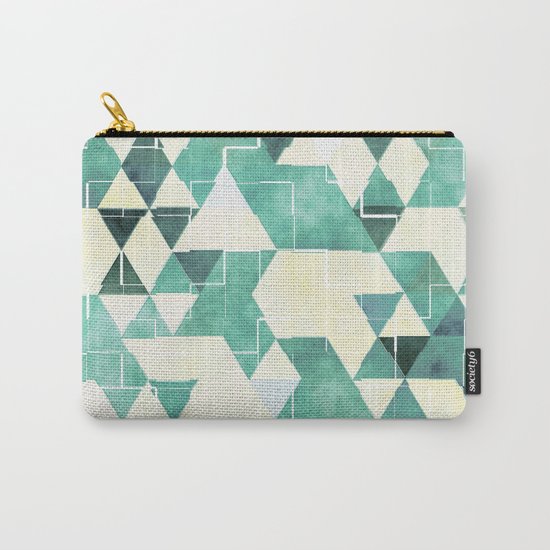 Abstract Green Triangles, Watercolor Pattern Carry-All Pouch