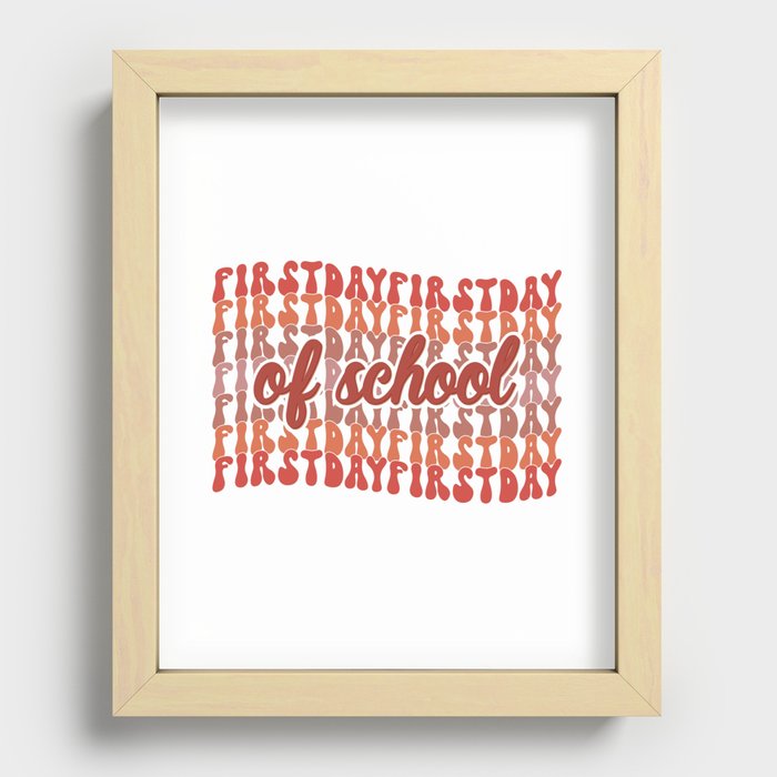 First day of school retro vintage art Recessed Framed Print