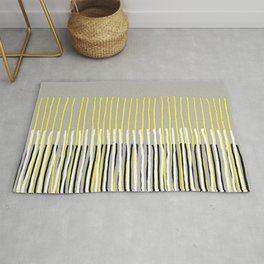 Yellow Rising - abstract stripes in yellow, grey, black & white Rug