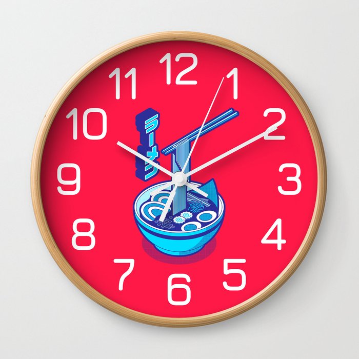 Ramen Isometric - Red Cyan Wall Clock