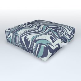 Retro blue liquid marbling pattern Outdoor Floor Cushion
