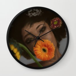 Sunflower Woman Wall Clock