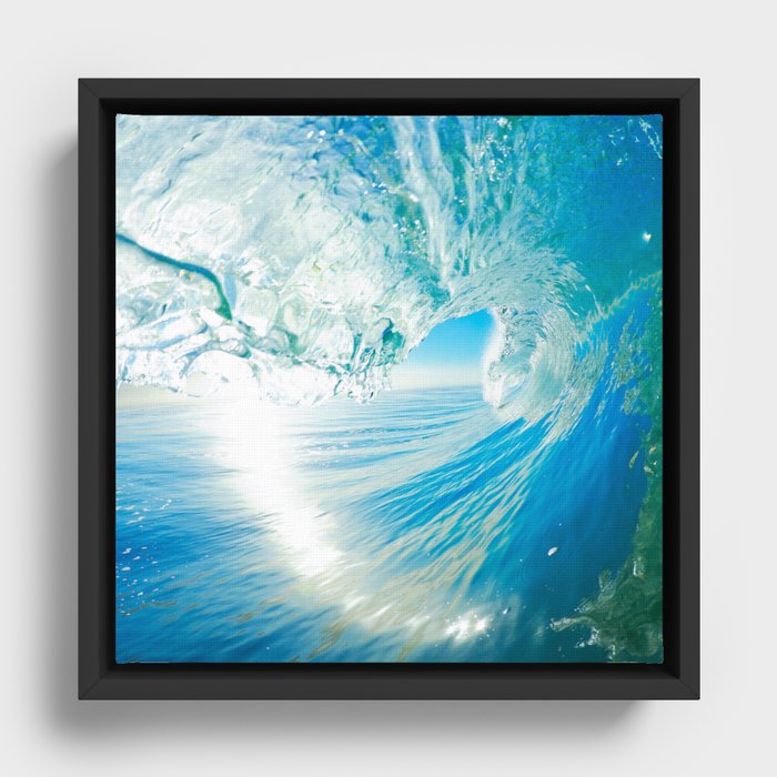 Clear Blue Wave, Surfing Heaven  Framed Canvas