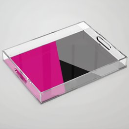Geometric design in hot pink grey & black Acrylic Tray