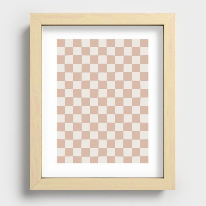 Check Pattern Soft Peach Pink Recessed Framed Print