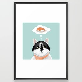 Fat Cat Dreams of Sushi Framed Art Print