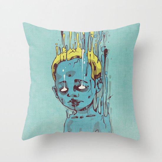 The Blue Boy with Golden Hair Throw Pillow