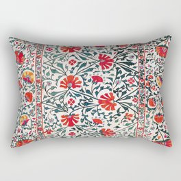 Shakhrisyabz Suzani Uzbekistan Floral Embroidery Print Rectangular Pillow