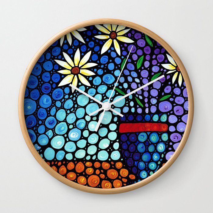 You Cant Hide Beautiful - Lively floral by Labor of Love artist Sharon Cummings. Wall Clock