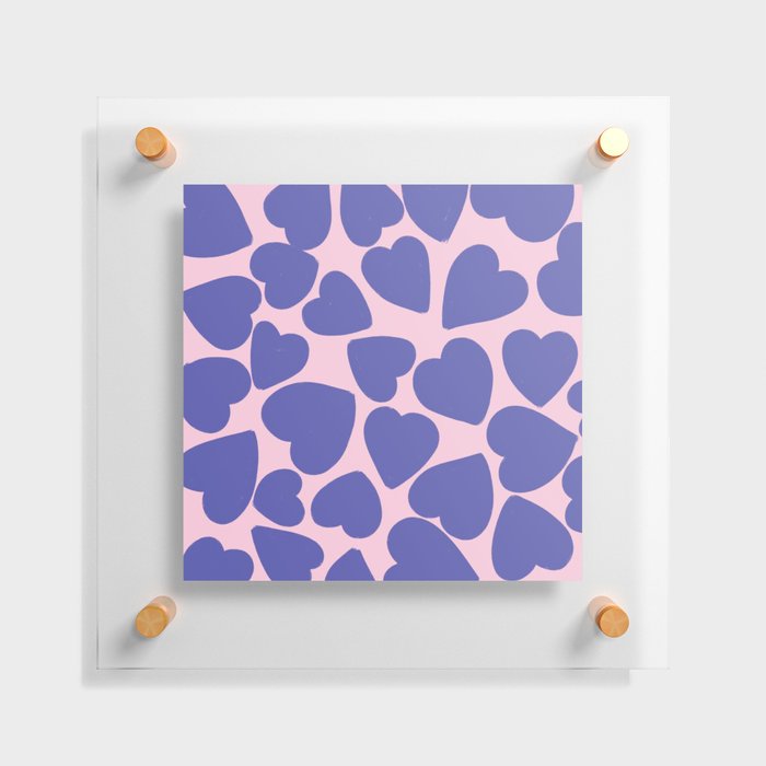 Very Peri Hearts Pattern on Blush Pink Floating Acrylic Print