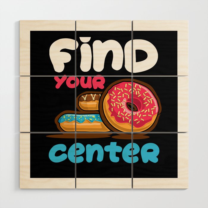 Find Your Center Rainbow Sprinkles Donut Yoga Pun Wood Wall Art