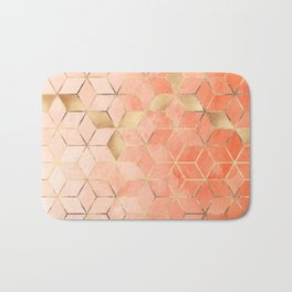Soft Peach Gradient Cubes Bath Mat