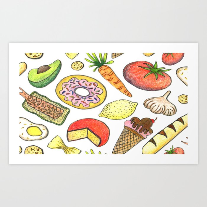 paper cut food Art Print