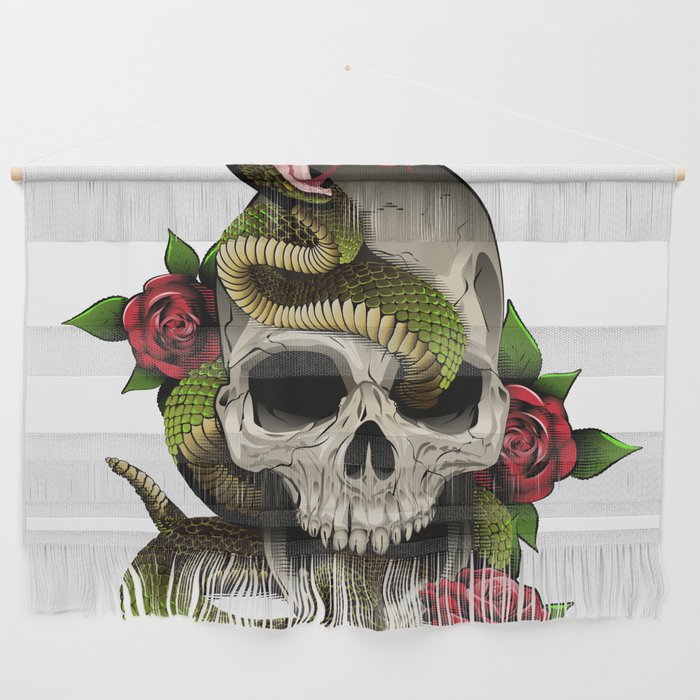 skull snake and roses Wall Hanging