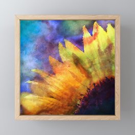 Sunflower Flower Floral on colorful watercolor texture Framed Mini Art Print