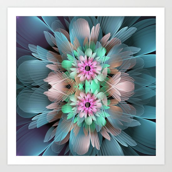 Soft coloured Twin Flowers Art Print