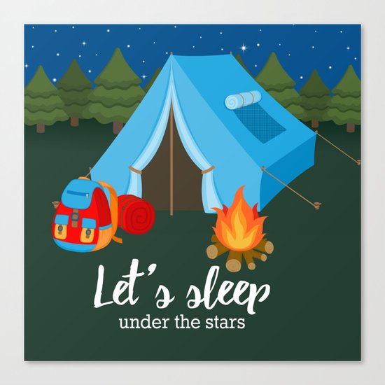 Camping blue tent Canvas Print