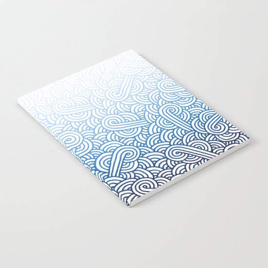 Gradient blue and white swirls doodles Notebook