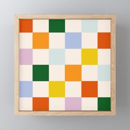 Retro Rainbow Checkerboard  Framed Mini Art Print