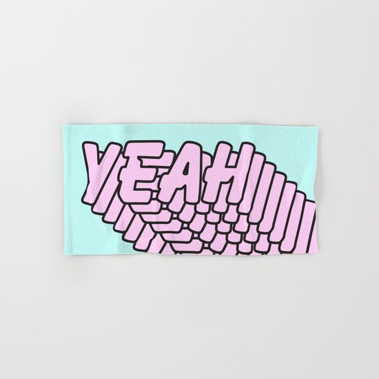 YEAH Typography Pink Blue Hand & Bath Towel