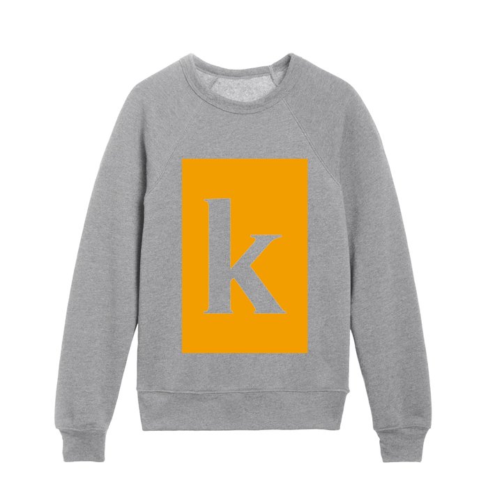 k (WHITE & ORANGE LETTERS) Kids Crewneck