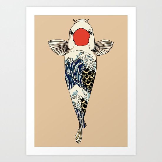 The Great Wave Of Koi Art Print