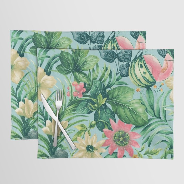 Summer Pool Melon Floral Pattern Placemat