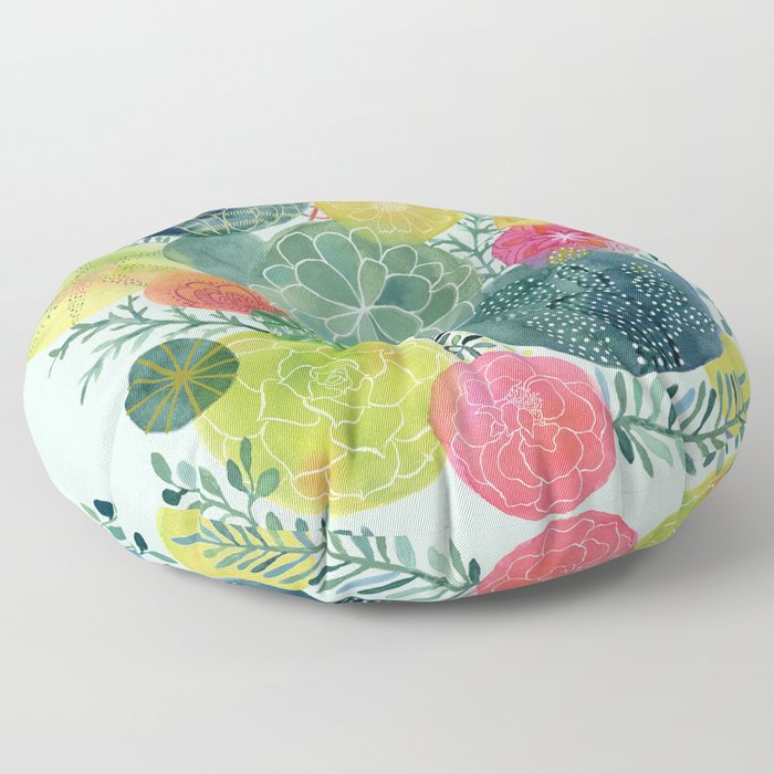 Succulent Circles Floor Pillow